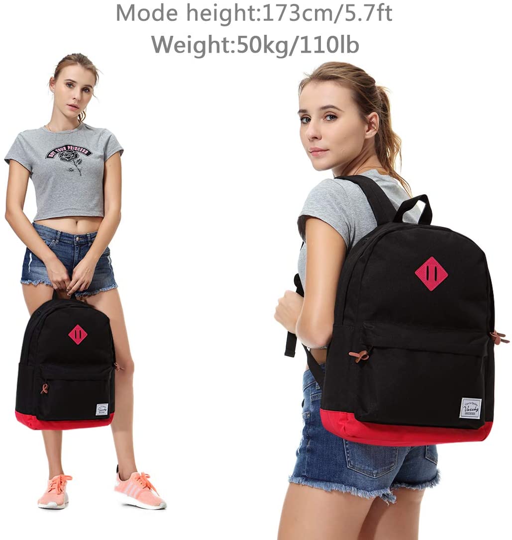 Vaschy Classic School Backpack - Black Fushia