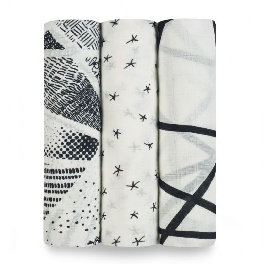 Aden and Anais - midnight 3-pack silky soft swaddles - Artock Australia