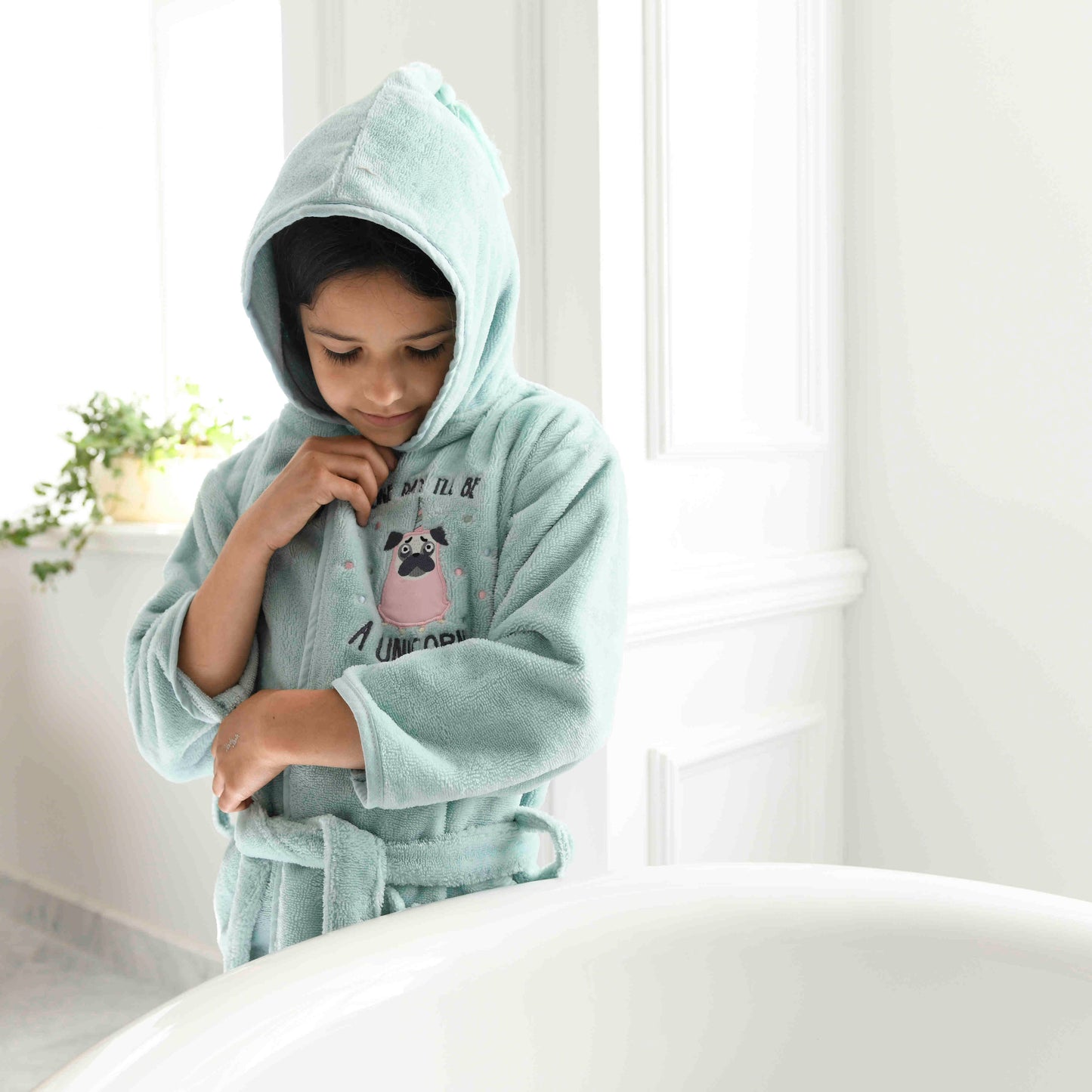 La Millou - Bathrobe Bamboo Soft Large - Doggy Unicorn - Mint - Artock Australia