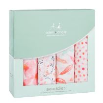 Aden and Anais - petal blooms classic 4-pack muslin swaddles - Artock Australia