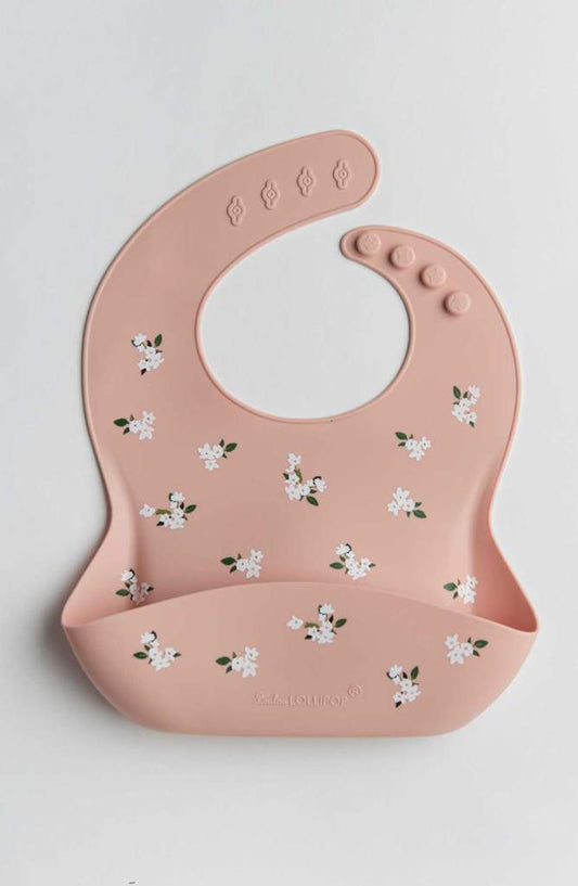 Silicone Bib - White Flower
