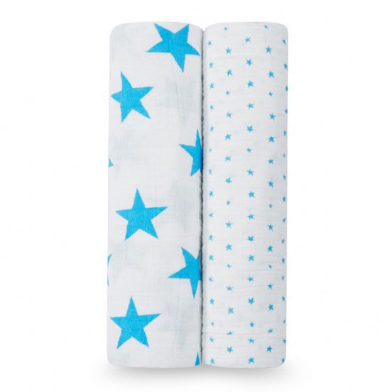 Aden and Anais - fluro blue 2-pk swaddle - Artock Australia