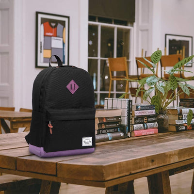 Vaschy Classic School  Backpack - Black Purple