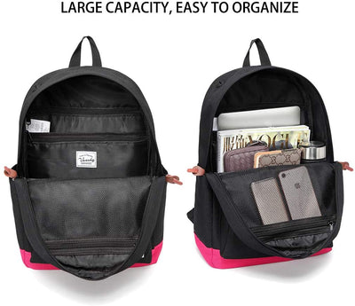 Vaschy Classic School  Backpack - Black Fushia