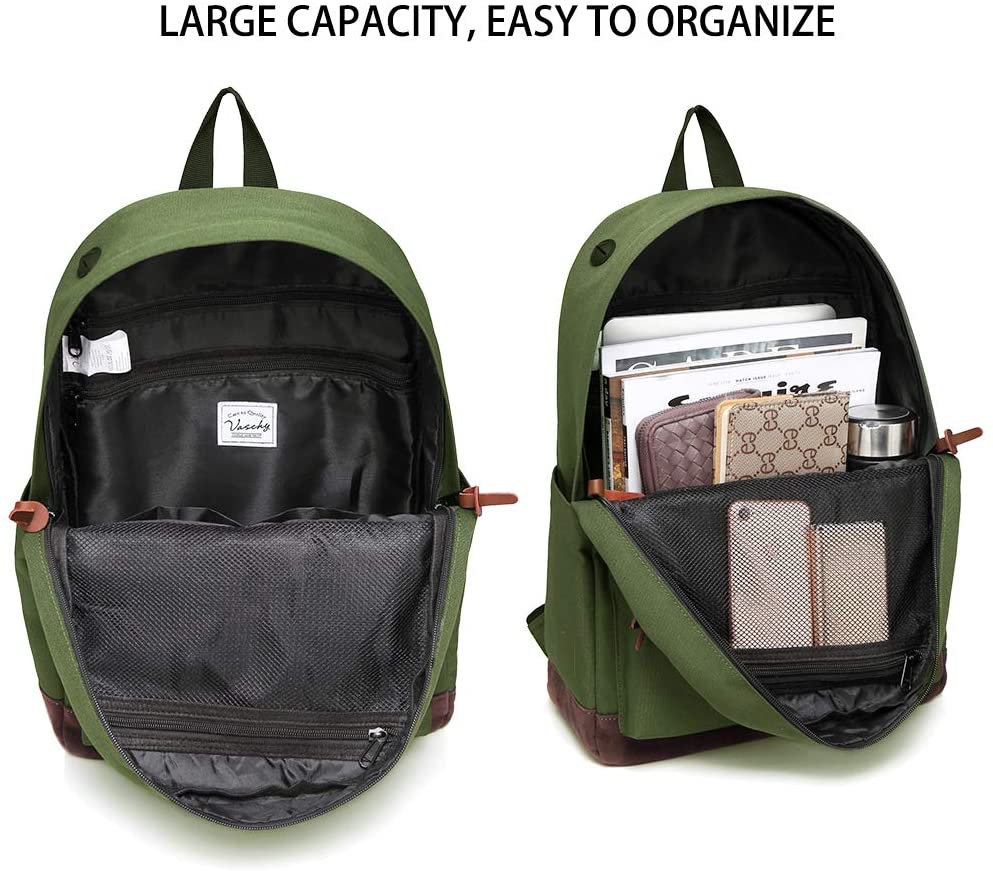 Vaschy Classic School  Backpack - Army Green