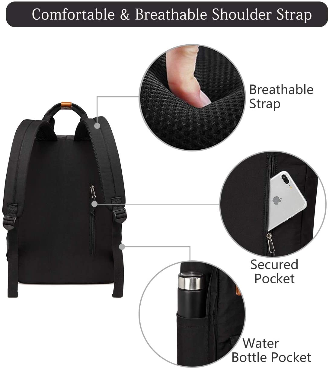 Vaschy Teen Vintage Laptop Backpack - Black