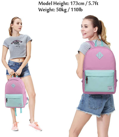 Vaschy Classic School  Backpack - Pink Green