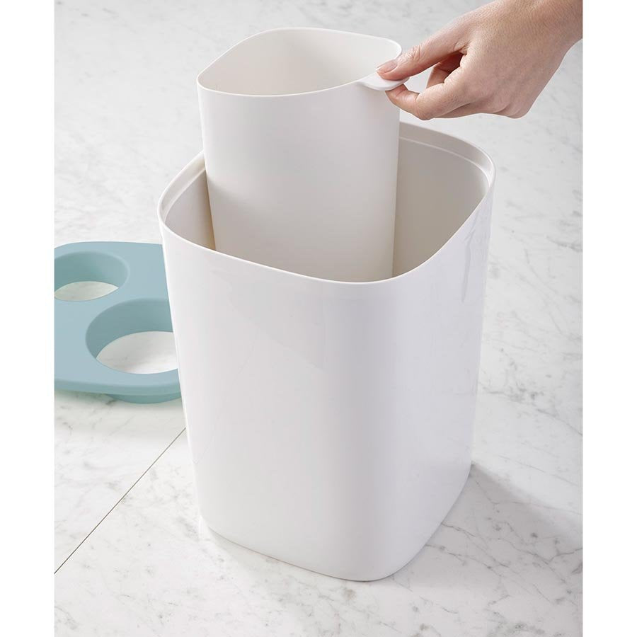 Joseph Joseph - Split Bathroom Waste Sep Bin -Blue/White - Artock Australia