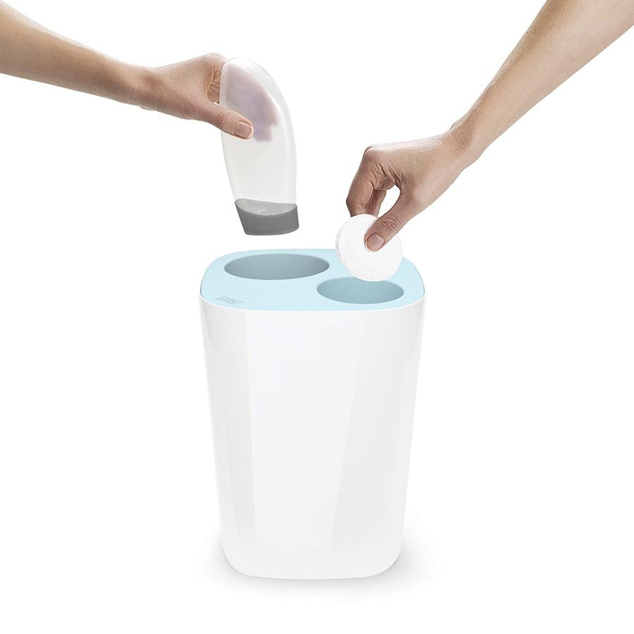 Joseph Joseph - Split Bathroom Waste Sep Bin -Blue/White - Artock Australia