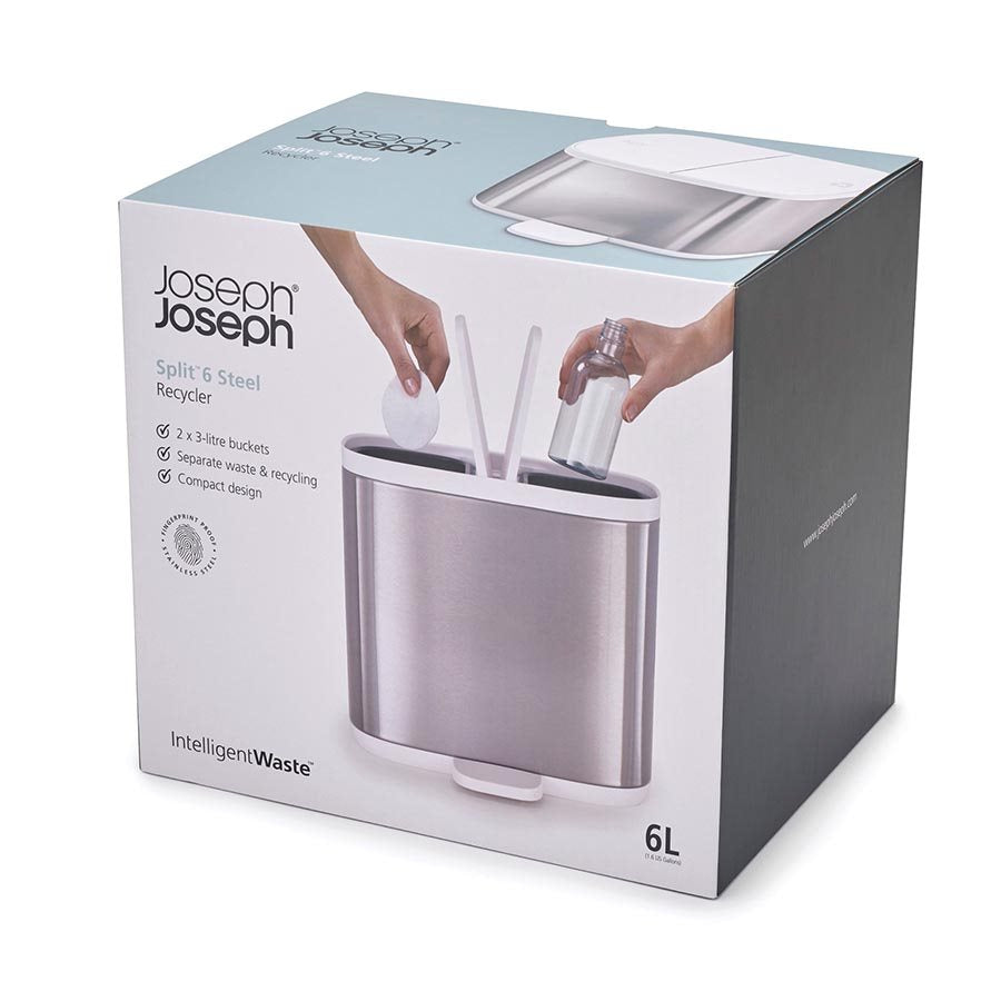 Joseph Joseph - Split BathroomWaste SeparationBin-Steel - Artock Australia