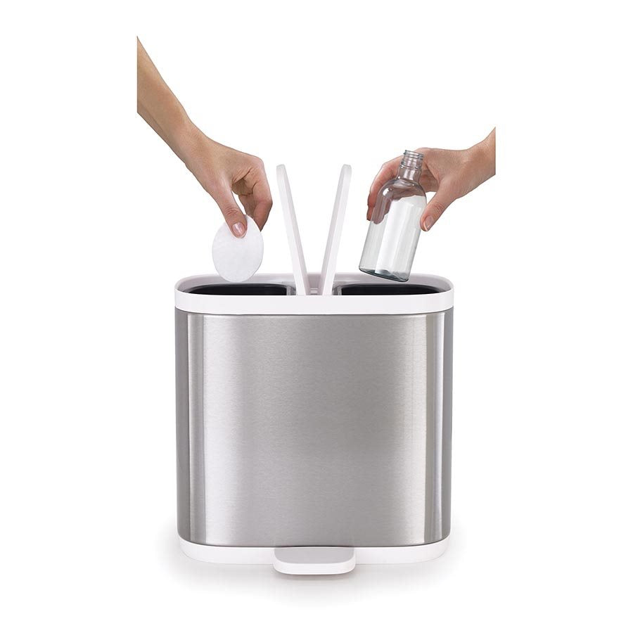 Joseph Joseph - Split BathroomWaste SeparationBin-Steel - Artock Australia