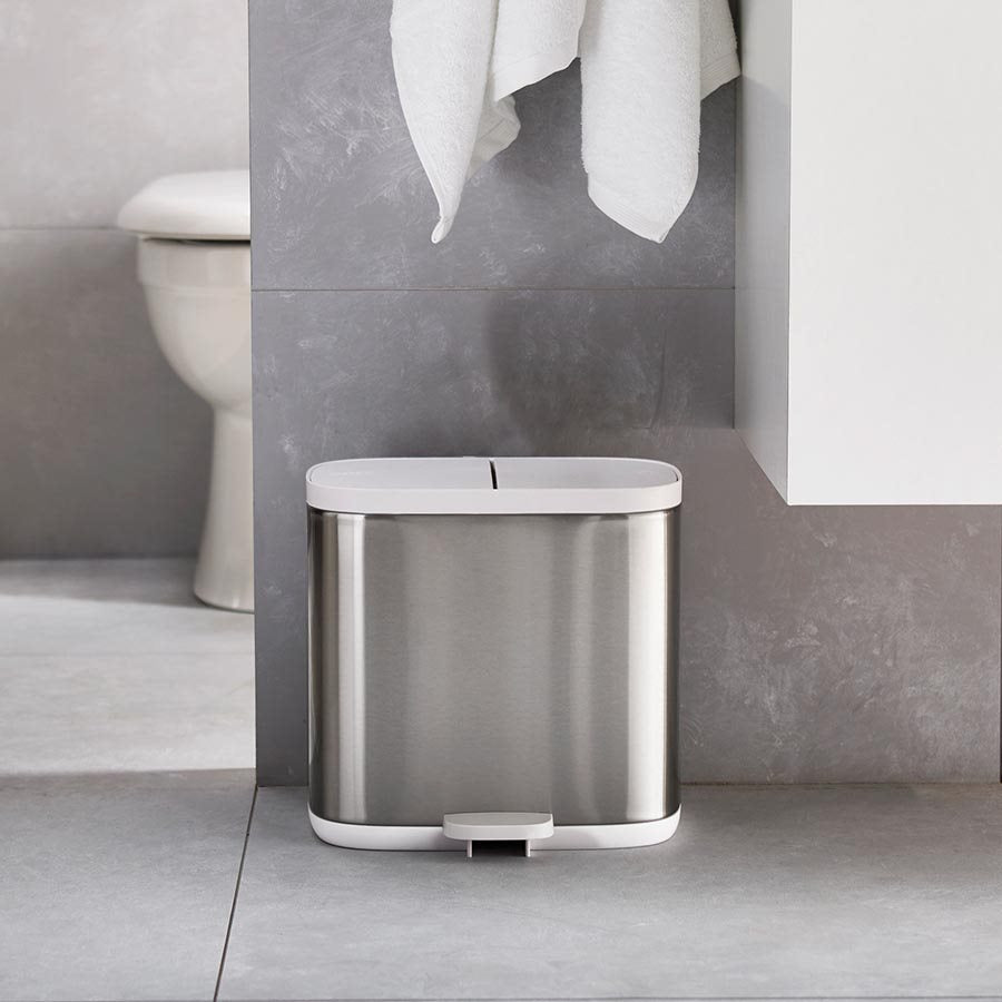 Joseph Joseph - Split BathroomWaste SeparationBin-Steel - Artock Australia