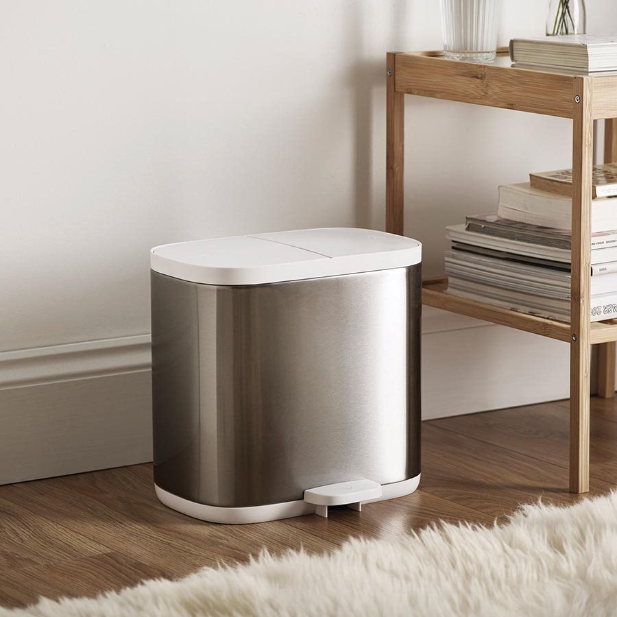 Joseph Joseph - Split BathroomWaste SeparationBin-Steel - Artock Australia