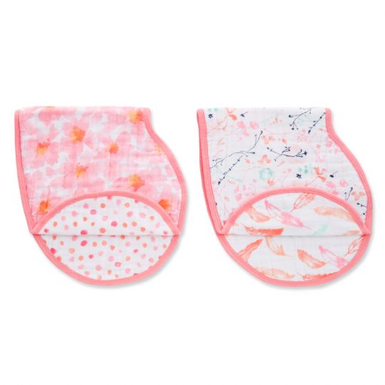 Aden and Anais - petal blooms classic muslin burpy bibs 2 pack - Artock Australia