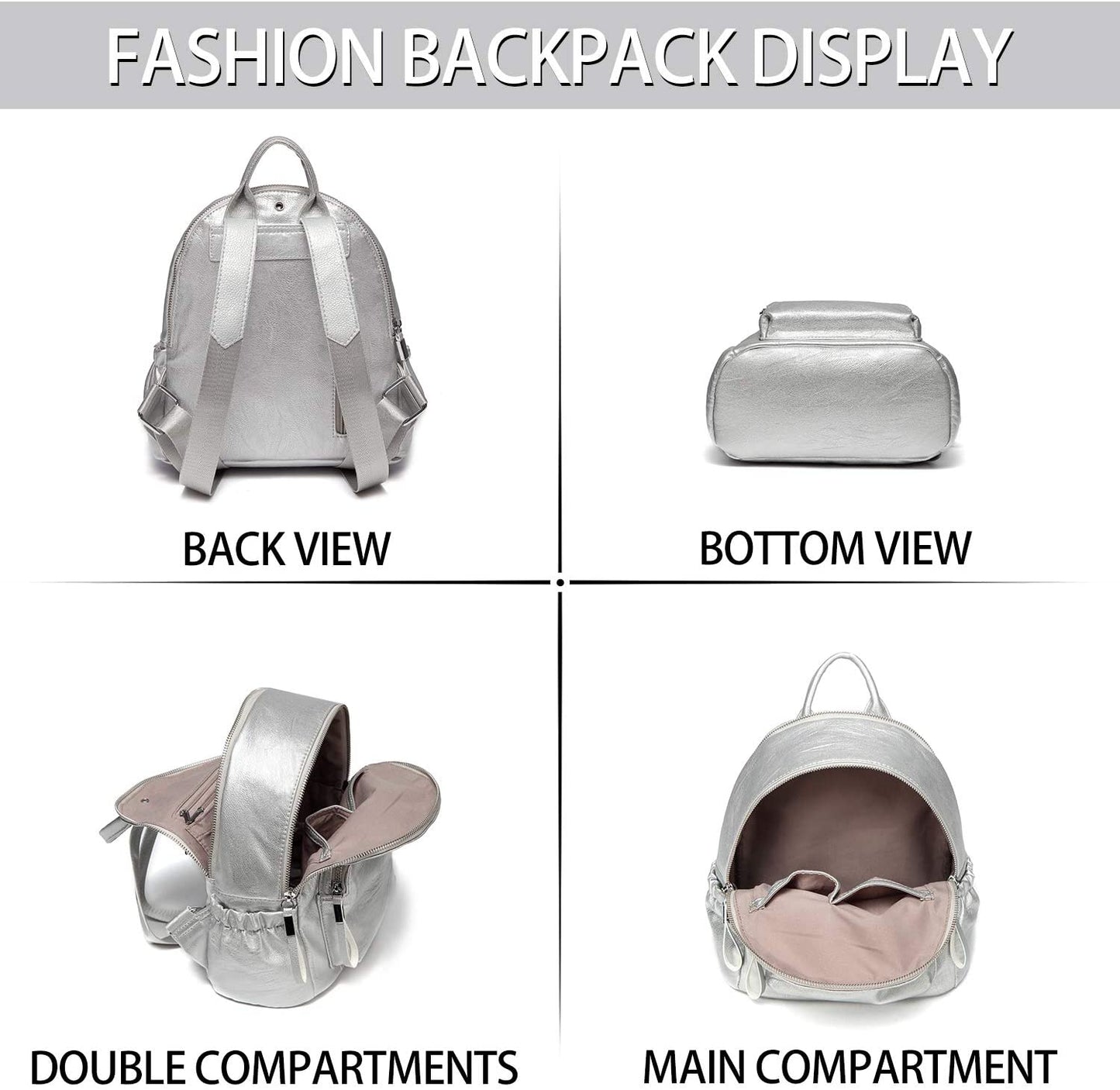 Vaschy Fashion Mini Backpack - Silver