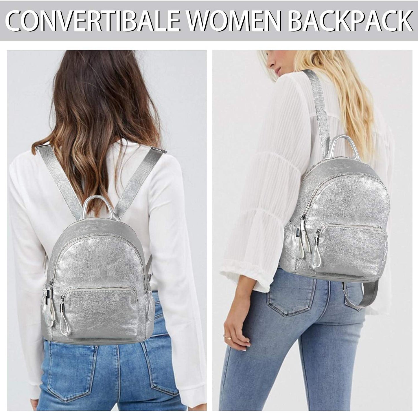 Vaschy Fashion Mini Backpack - Silver