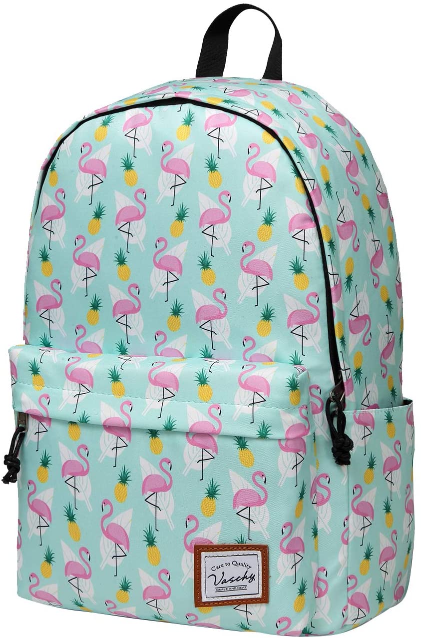 Vaschy Teen Girl School Backpack - Flamingos