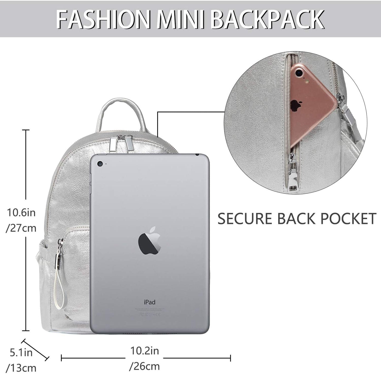 Vaschy Fashion Mini Backpack - Silver