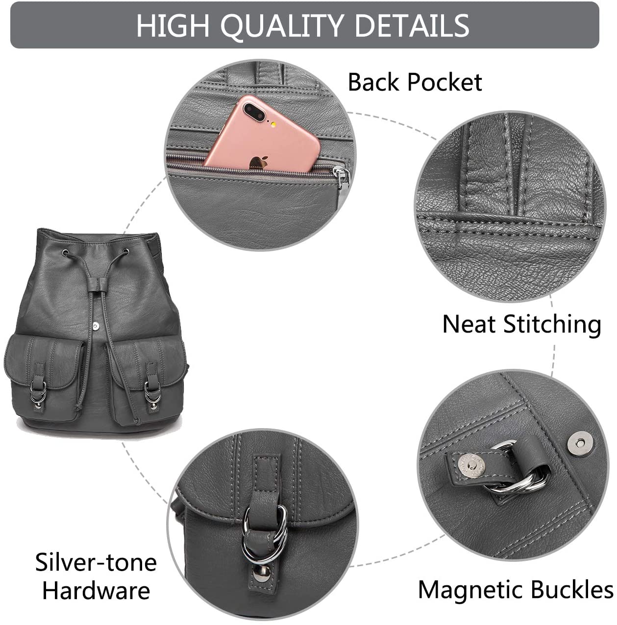 Vaschy Classic Large Backpack- Grey