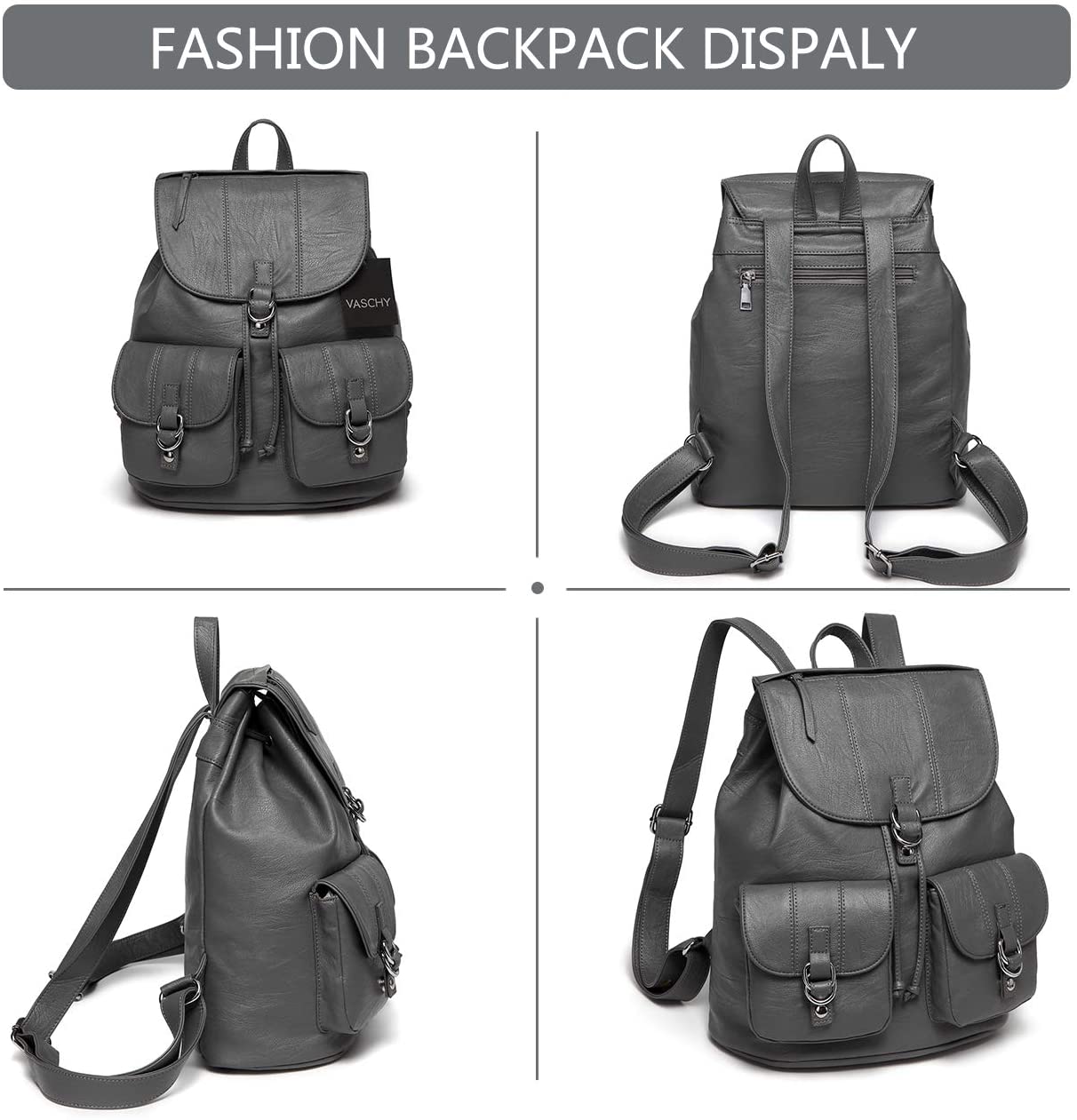 Vaschy Classic Large Backpack- Grey