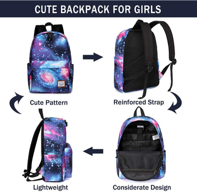 Vaschy Teen Girl School Backpack - Blue