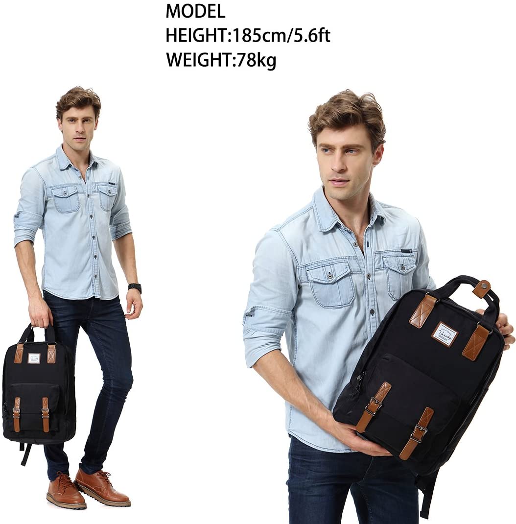 Vaschy Teen Vintage Laptop Backpack - Black