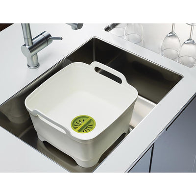 Joseph Joseph - Wash & Drain Washing Up Bowl-White/Green - Artock Australia