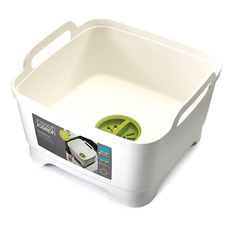 Joseph Joseph - Wash & Drain Washing Up Bowl-White/Green - Artock Australia