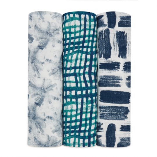 Aden and Anais - seaport 3-pack silky soft bamboo swaddles - Artock Australia
