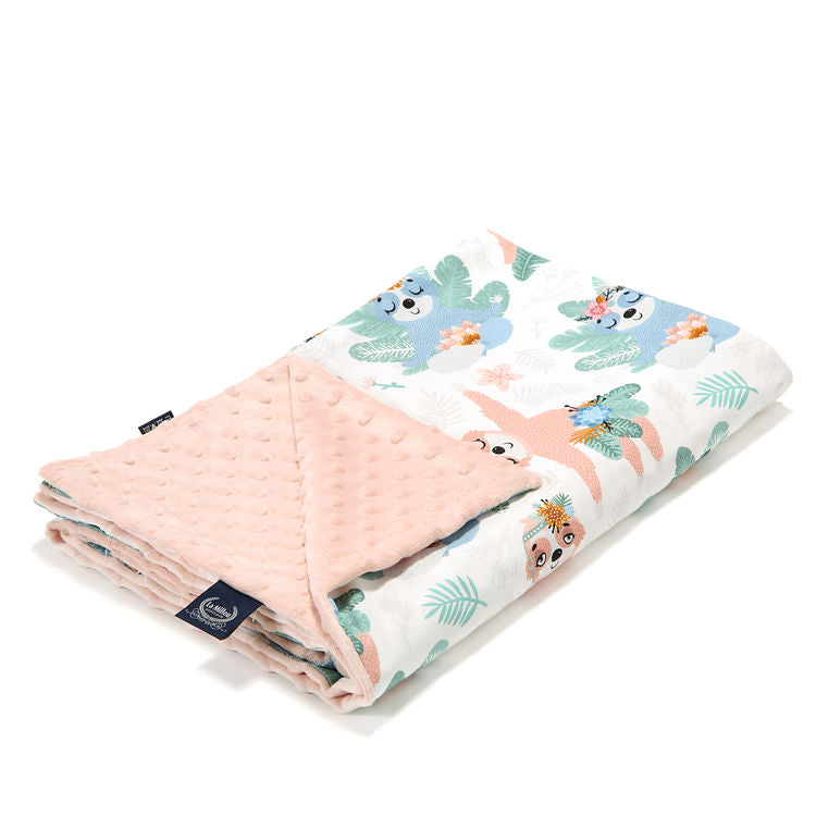 Light Blanket Medium - Yoga Candy Sloths - Powder Pink