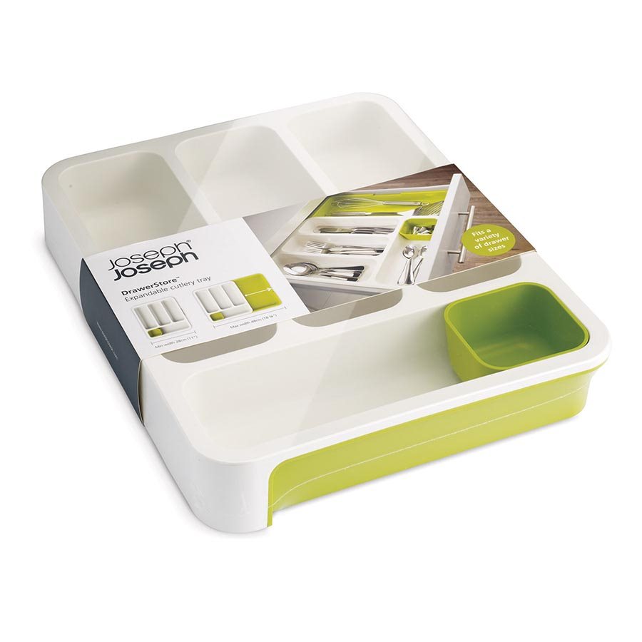 Joseph Joseph - DrawerStore - Cutlery Tray-White/ Green - Artock Australia