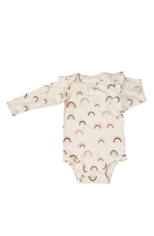 Girl's Long Sleeve Bodysuit In TENCEL™ - Canyon Rainbow