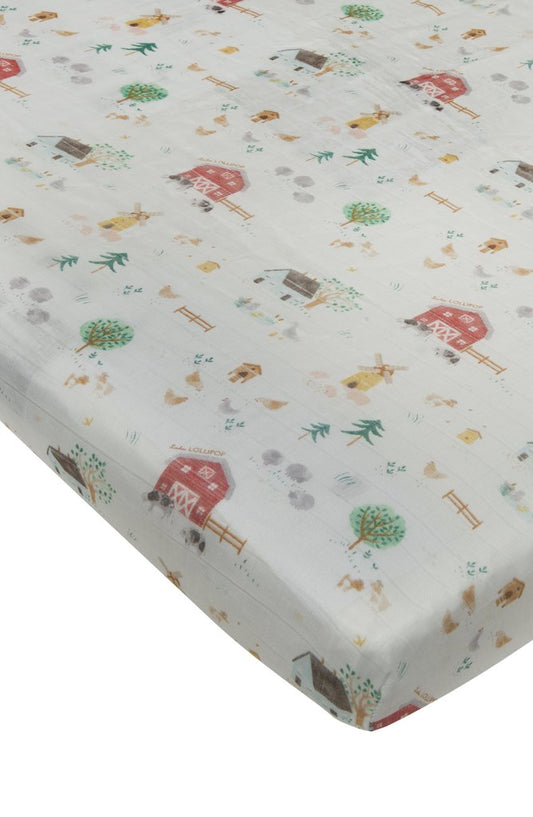 Fitted Crib Sheet - Farm Animals