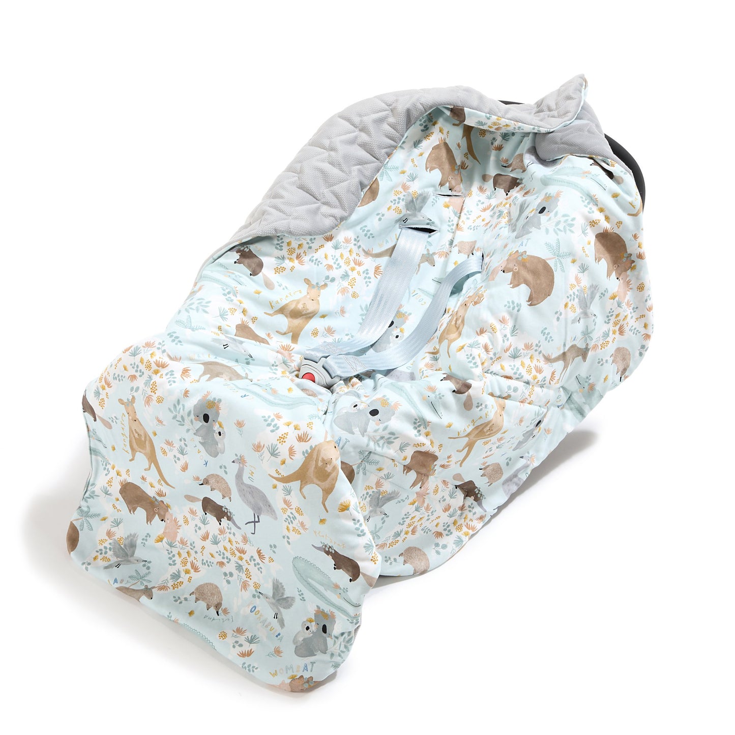 Car Seat Blanket Organic Jersey Collection - Dundee Friends Blue - Grey