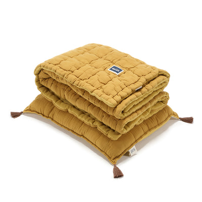 Biscuits Quilted Blanket Bedding Set Large - Honey