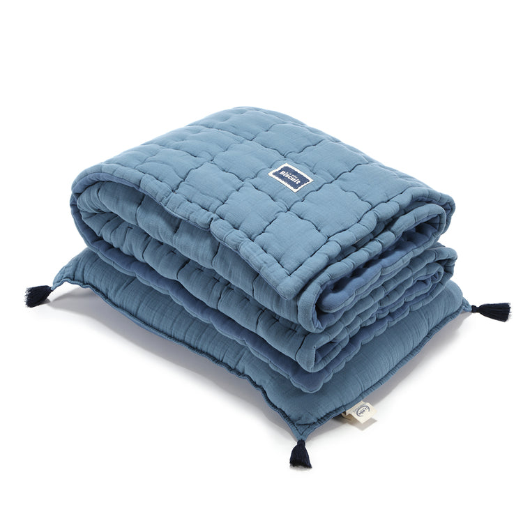 Biscuits Quilted Blanket Bedding Set Large - Navy