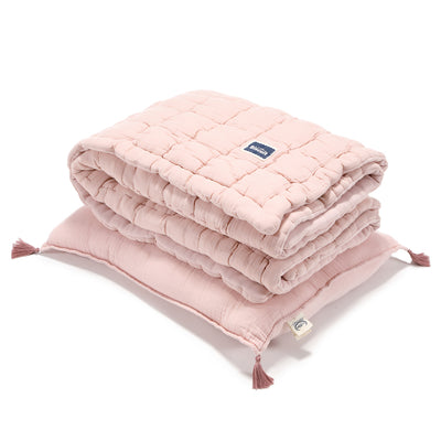 Biscuits Quilted Blanket Bedding Set Large - Powder Pink