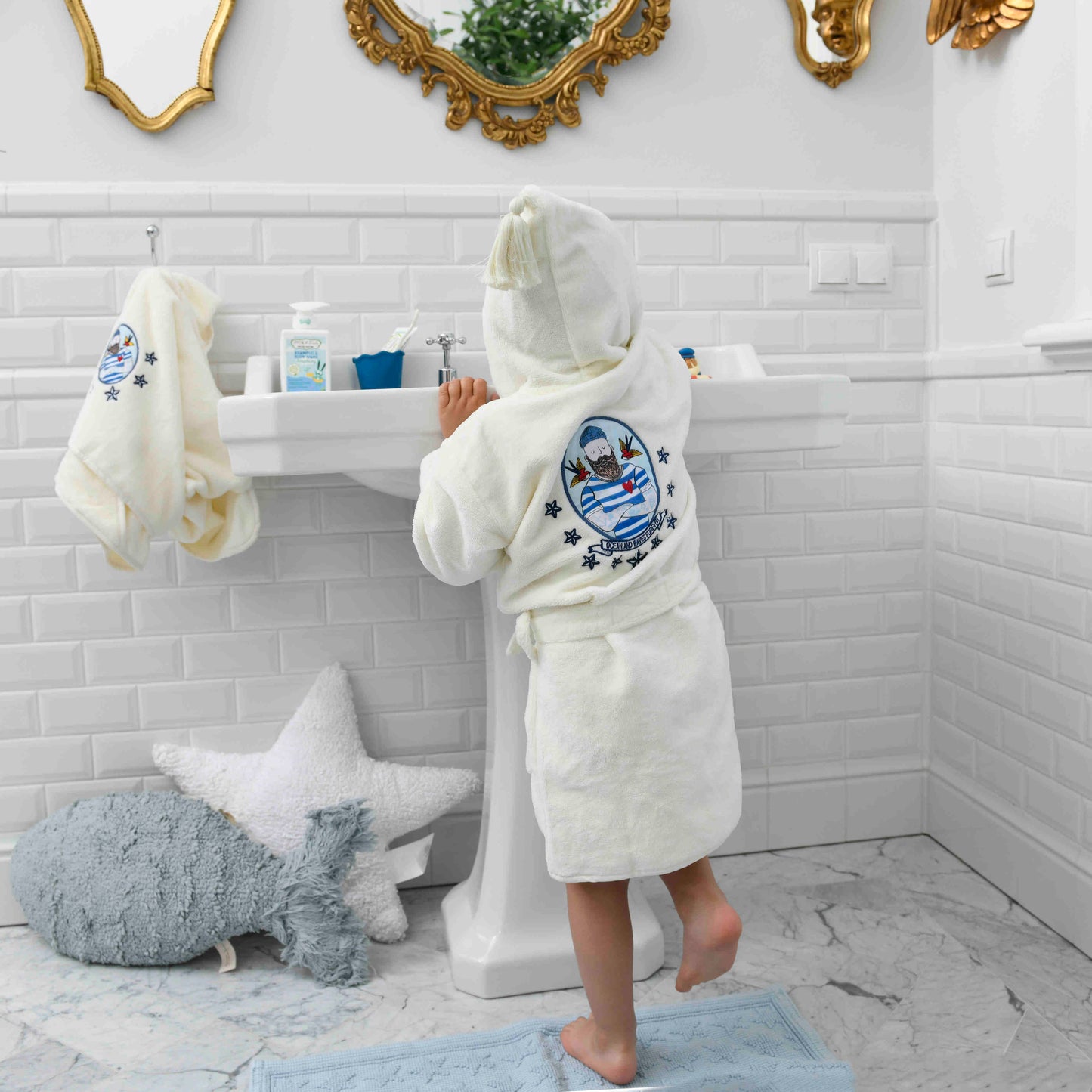 La Millou - Bathrobe Bamboo Soft | Medium | Doggy Unicorn | Mint - Artock Australia
