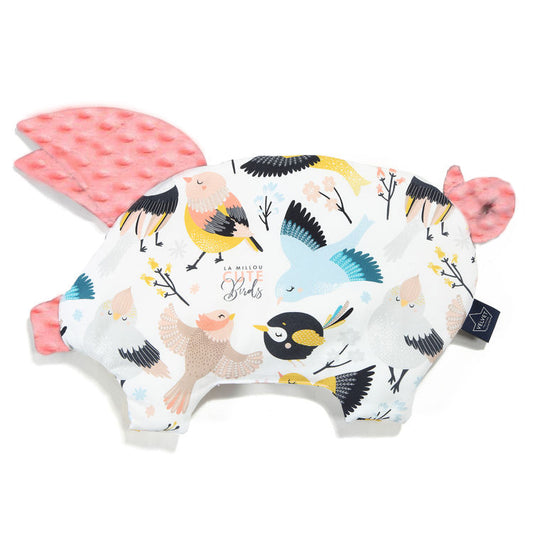 Sleepy Pig - Cute Birds - Coral