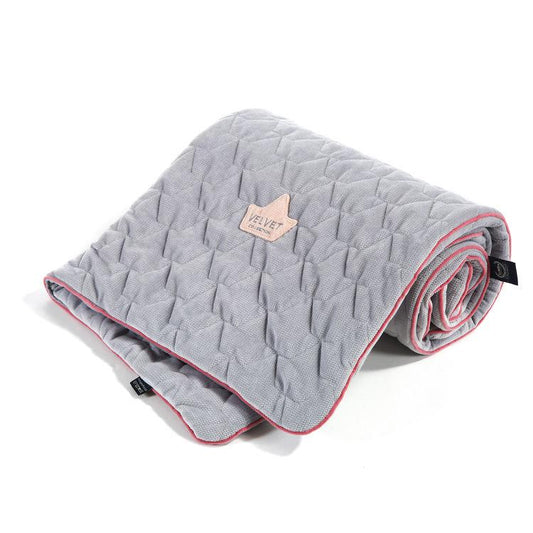 La Millou - Velvet Quilted Blanket - Dark Grey & Pink - Artock Australia