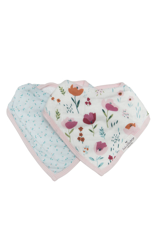 Loulou Lollipop - Bandana Bib Set - Rosey Bloom - Artock Australia