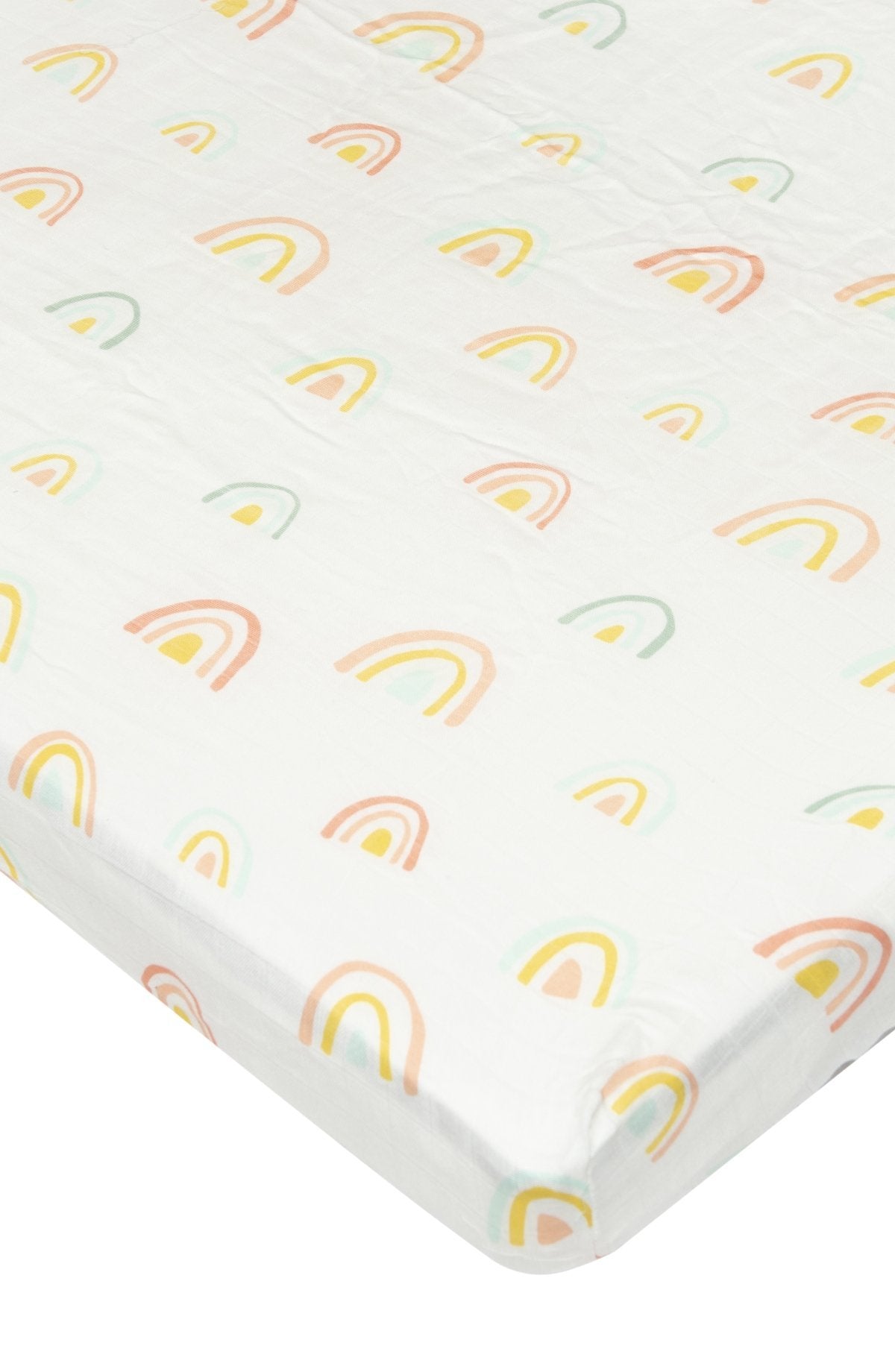 Loulou Lollipop | Fitted Crib Sheet - Pastel Rainbow | Artock Australia