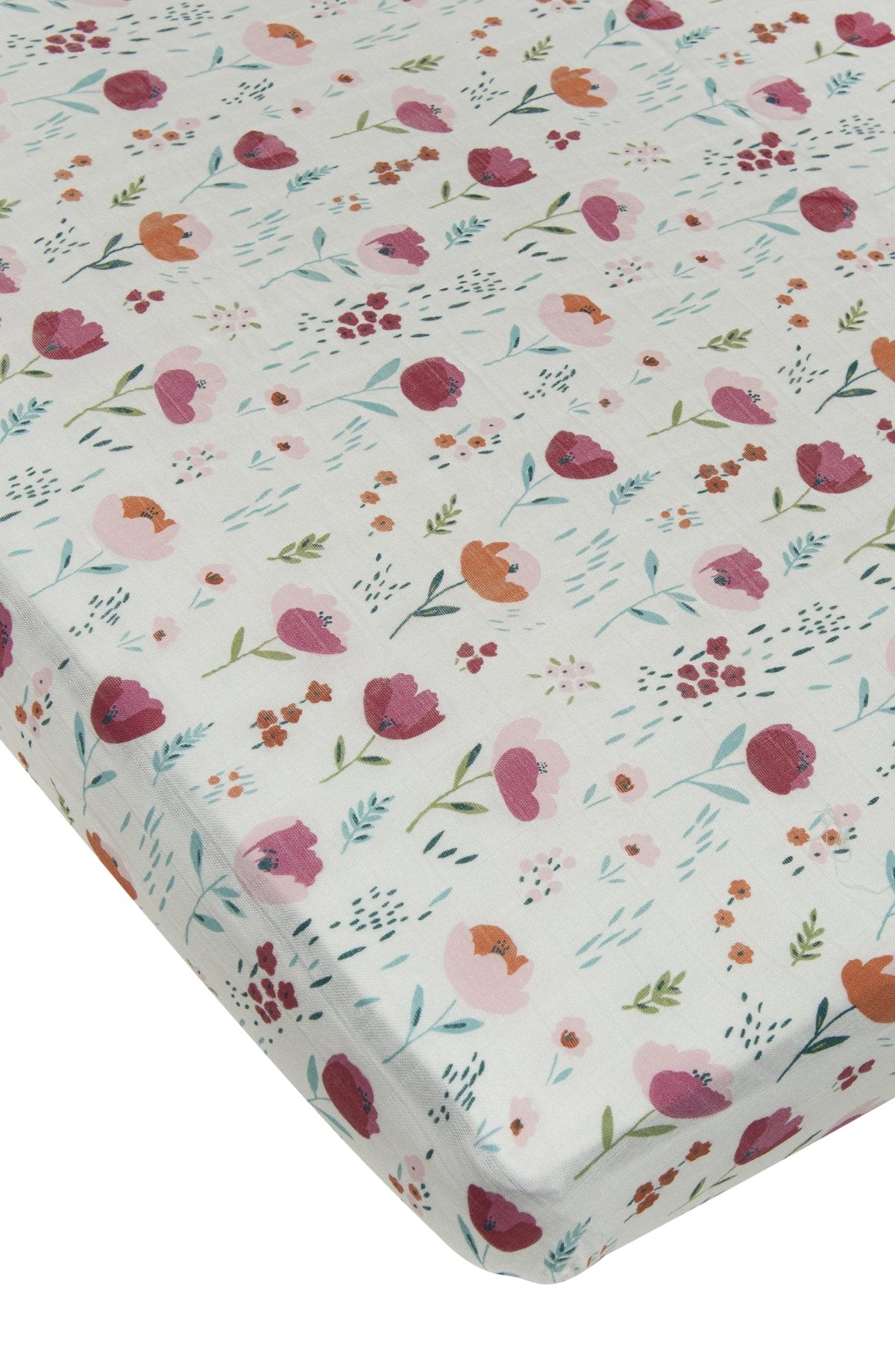 Loulou Lollipop - Fitted Crib Sheet - Rosey Bloom - Artock Australia