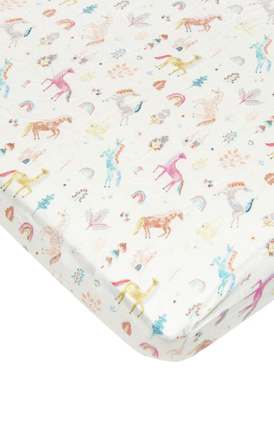 Loulou Lollipop | Fitted Crib Sheet - Unicorn Dream | Artock Australia