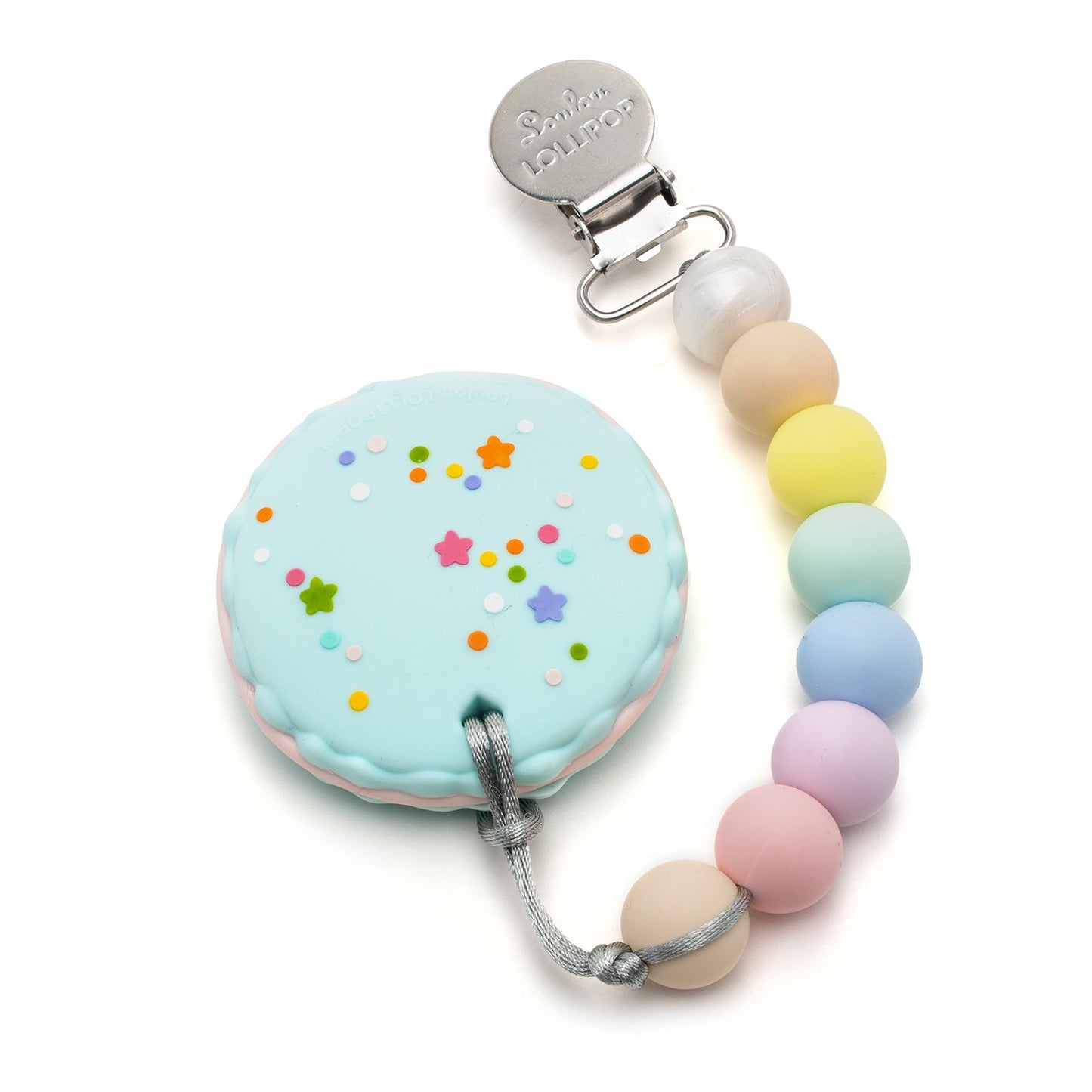 Loulou Lollipop | Macaron Silicone Teether Holder Set - Cotton Candy | Artock Australia