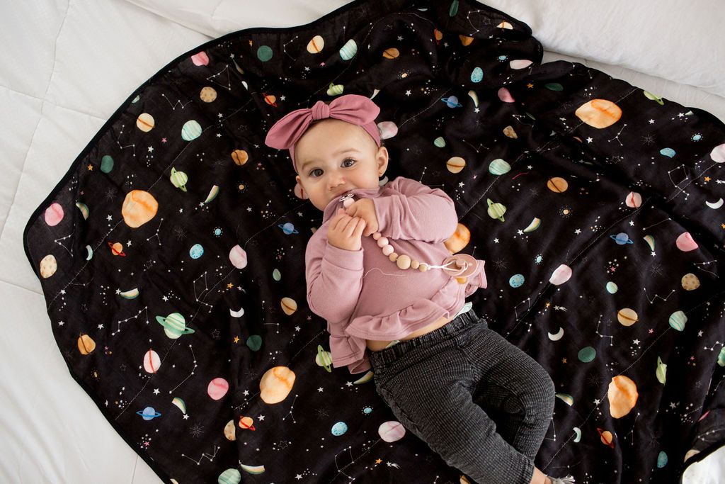 Loulou Lollipop | Muslin Quilt Blanket - Planets | Artock Australia