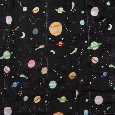 Loulou Lollipop | Muslin Quilt Blanket - Planets | Artock Australia