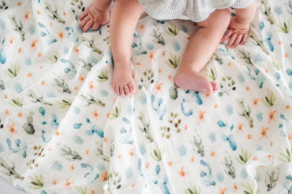 Loulou Lollipop | Muslin Swaddle - Cactus Floral | Artock Australia