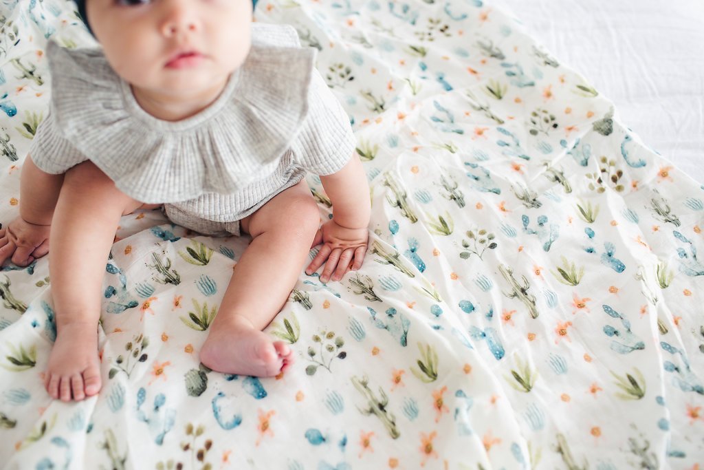 Loulou Lollipop | Muslin Swaddle - Cactus Floral | Artock Australia