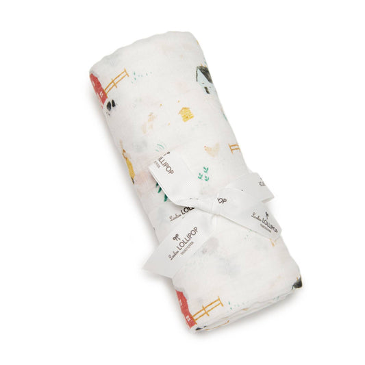 Loulou Lollipop | Muslin Swaddle - Farm Animals | Artock Australia